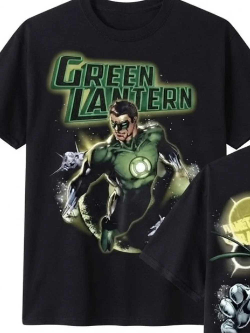 Gildan Black Green Lantern Black Graphic Tee for Men’s